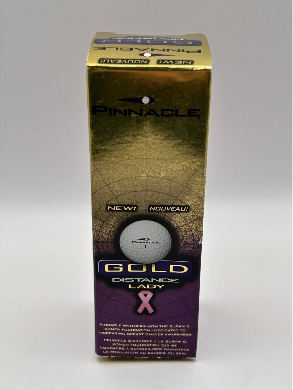 Pinnacle Distance Lady Golf Balls Susan G Komen Awareness Sleeve of 3 White